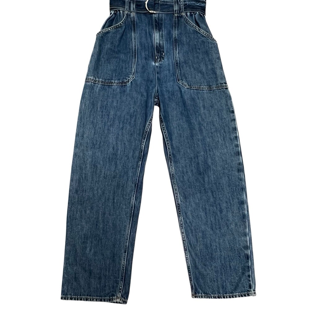 NWT ETICA Megg Utility Denim Jumpsuit Women's Large Dark Blue Belted Belt Pocket - Picture 6 of 13